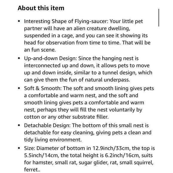 Small Pet Hamster Mice Pet Bed House Nester Bed Rodents UFO hanging pet Bed New - Picture 5 of 8